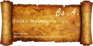 Csiki Annamária névjegykártya
